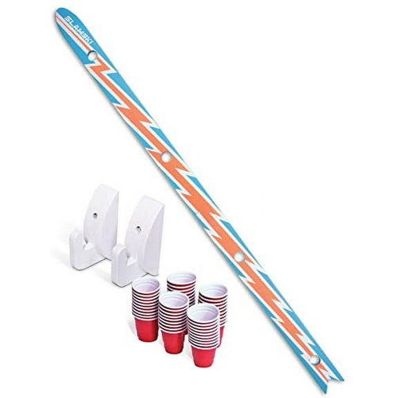 GoPong Slamski - Neon Wood 4-Person Drinking Ski with 50 Plastic Shot Glasses