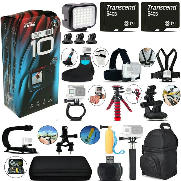 GoPro HERO10 Black 4K Ultra HD Action Camera CHDHX-101 Mega Loaded Bundle Kit (International Version)