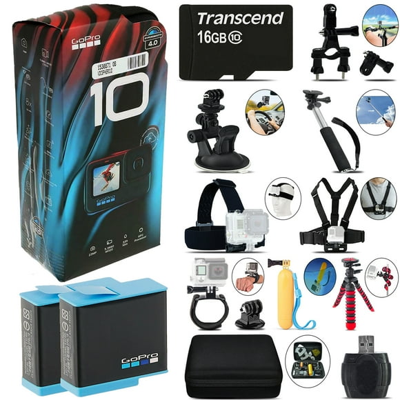 GoPro HERO10 Black 4K Ultra HD Camera + Extra Battery & Much More! -Mega Kit (International Version)