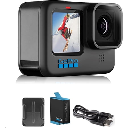 GoPro HERO10 Black- E-Commerce Packaging - Waterproof Action Camera with Front LCD & Touch Rear Screens, 5.3K60 Ultra HD Video