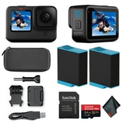 GoPro HERO10 HERO 10 Black- Waterproof Action Camera with Front LCD and Touch Rear Screens, New GP2 Engine, 5K HD Video, 23MP Photos, Live Streaming, + 64GB Extreme Pro Card and Extra Battery
