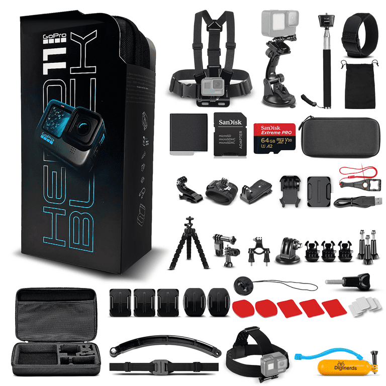  GoPro HERO10 (Hero 10) Black with Premium Accessory Bundle:  SanDisk Ultra 64GB microSD Memory Card, Replacement Battery, Underwater LED  Light with Bracket, Water Resistant Protective Case & More : Electronics