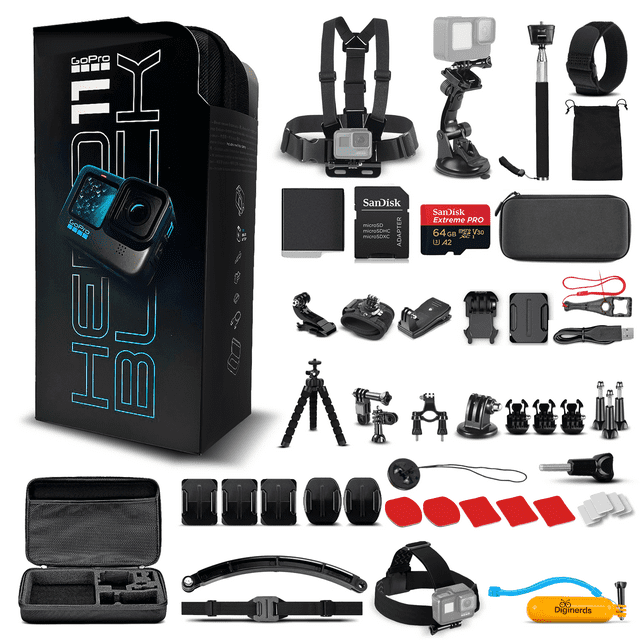 GoPro HERO11 27MP Waterproof Camera with 5.3K Video + 64GB Card and Kit
