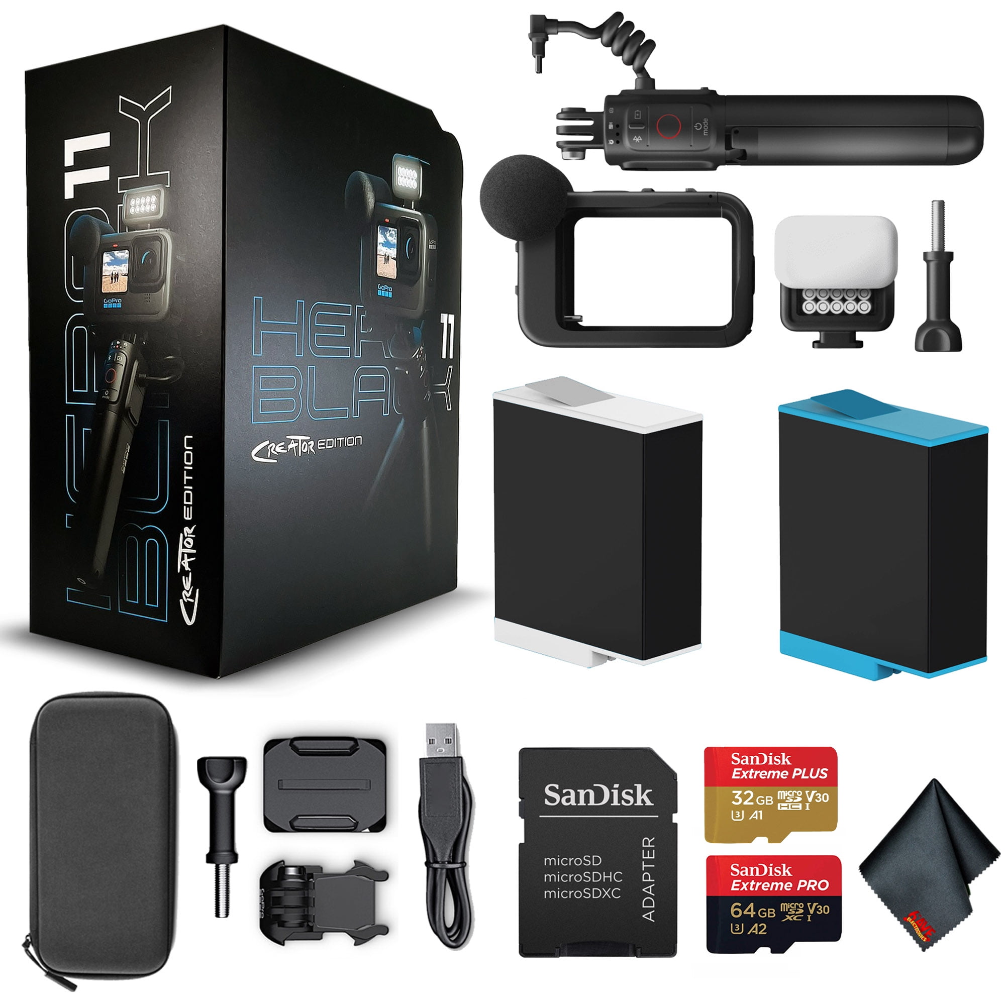 GoPro HERO11 (HERO 11) Black Creator Edition - Includes Volta (Battery  Grip, Tripod, Remote), Media Mod, Light Mod, Enduro Battery - Waterproof  Action Camera + 64GB Extreme Pro Card and Extra Battery