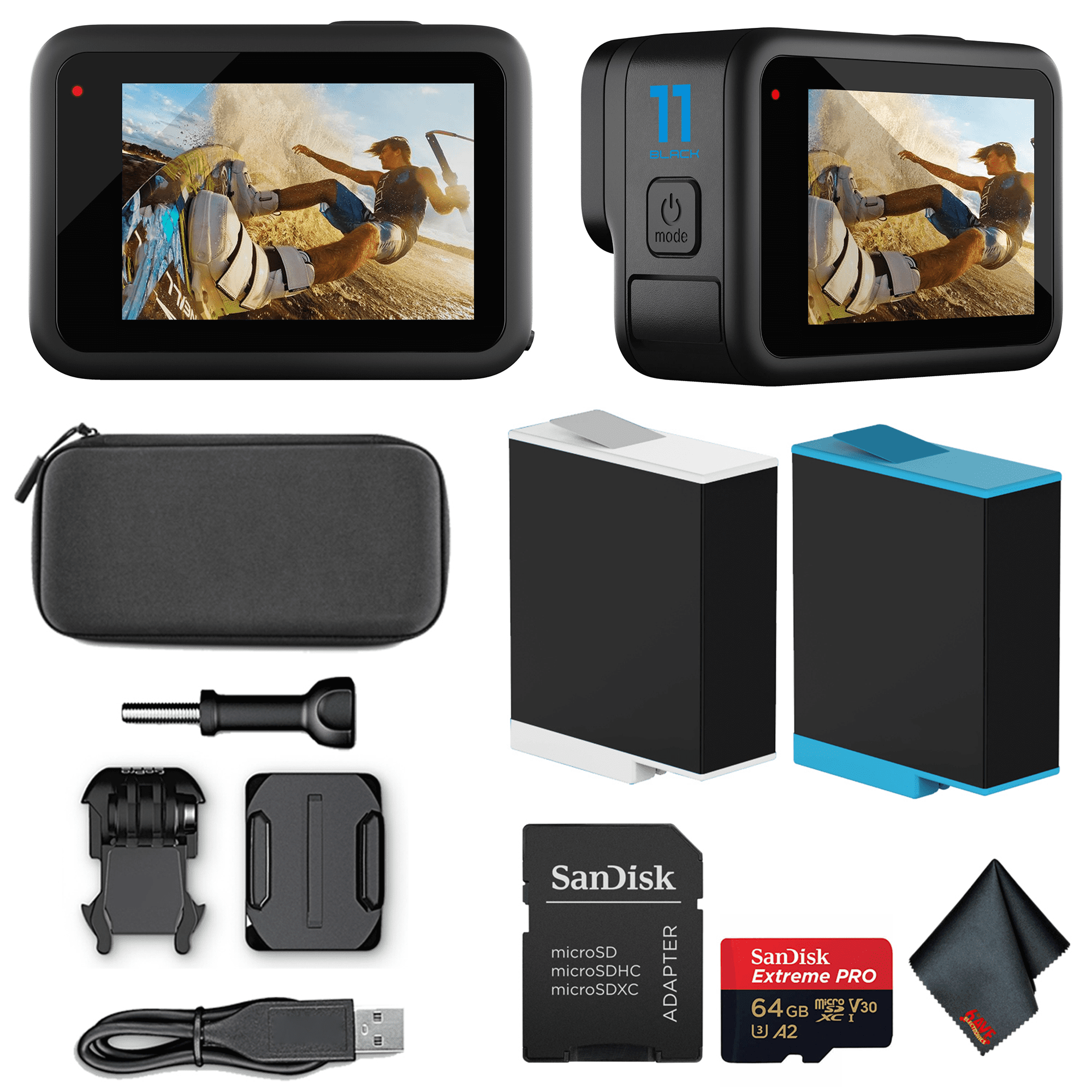Ultimaxx Premium GoPro Hero 12 Bundle - Includes: 64GB Extreme microSD  Memory Card, Replacement Battery, 40M Underwater LED Light & Much More  (30pc Bundle) 