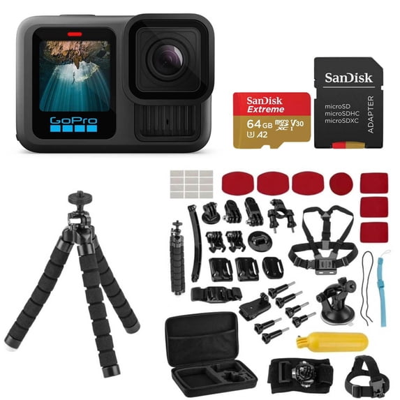 GoPro HERO13 Black Camera + SD Card & Accessories Kit