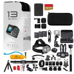 GoPro HERO13 Black Extended Power Bundle (HERO 13) 5.3K60 Ultra HD Action Camera + 2 Extra Enduro Battery + Dual-Battery Charger Hub + Carry Case + 50-in-1 Diginerds Accessory Kit