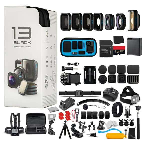 GoPro HERO13 Black Lens Kit Edition – Action Camera with ND Filters, HB-Series Lenses, Anamorphic & Wide POV, 64GB Card + 50-Piece DigiNerds Bundle