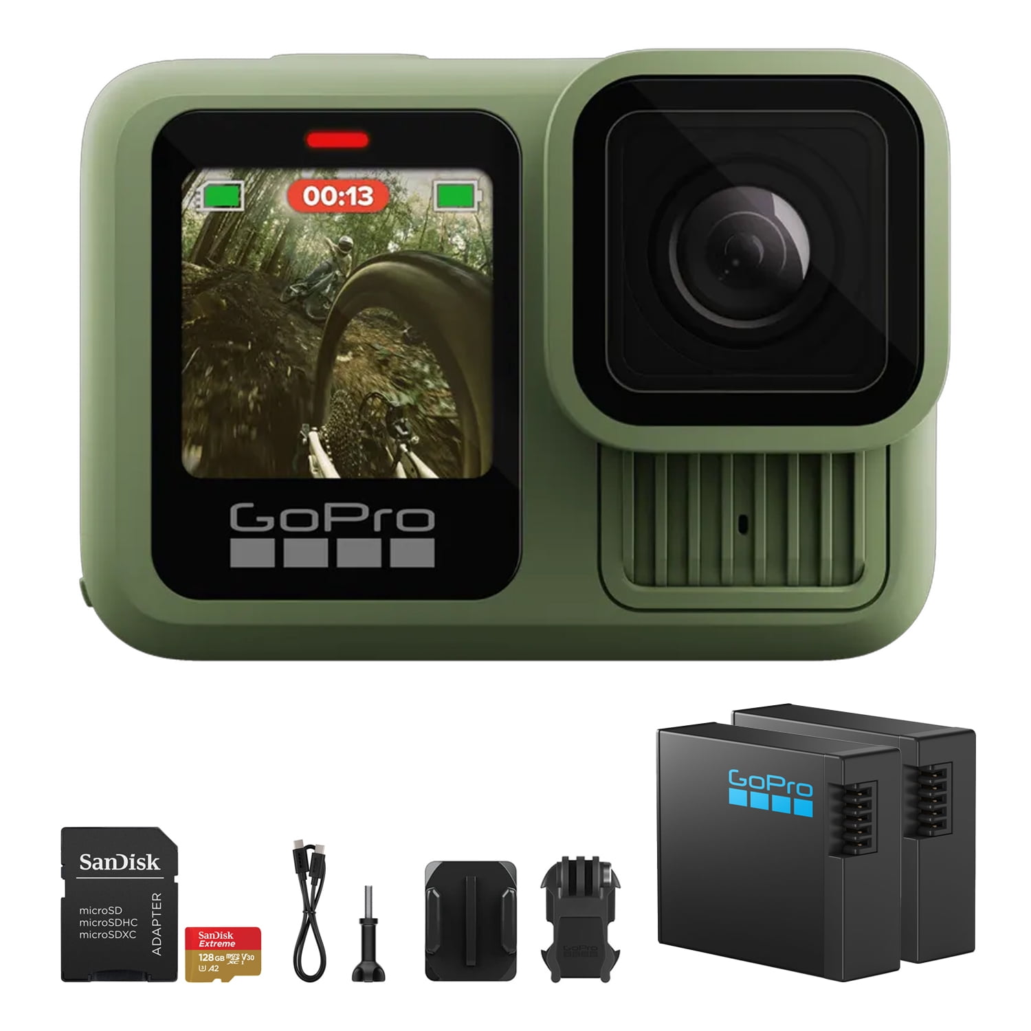 GoPro HERO13 Black in Forest Green+Extra 1900mAh Enduro Battery+