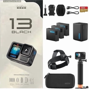 GoPro Hero 13 Action Camera Bundle, Black Waterproof Camera with 3 Batteries, 64GB Memory Card & Charger