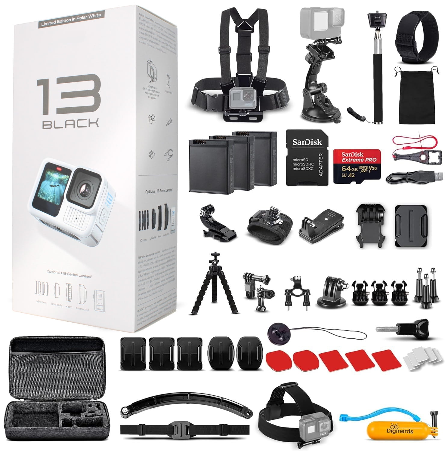 Gopro Boxes GoPro HERO13 (Polar White) - Action Camera + 64GB Card, 50 Piece ...