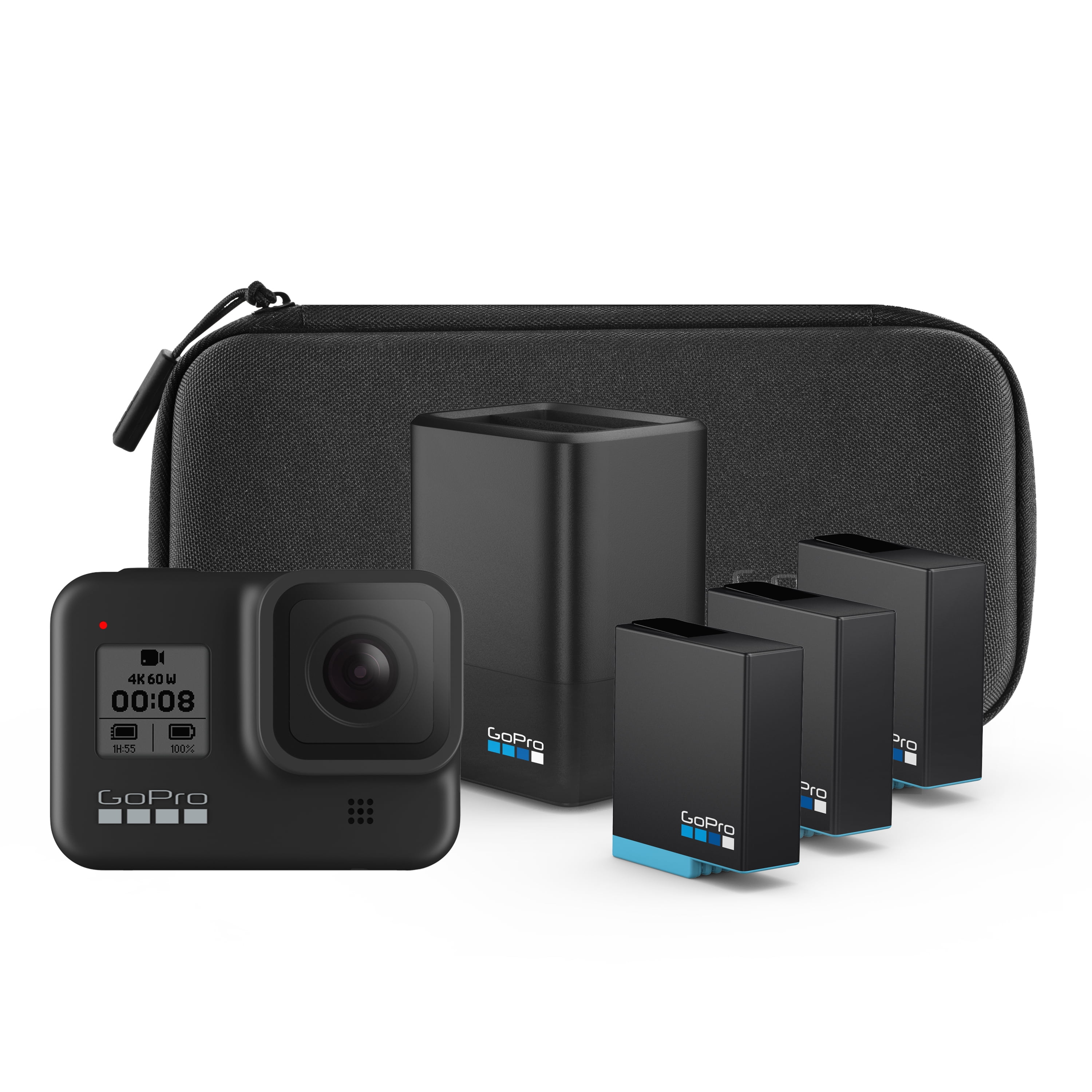 GoPro HERO8 Black Action Camera Bundle with Dual Battery Charger & Includes 3 Total Batteries with Case.