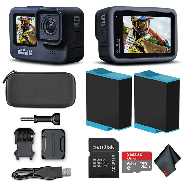 GoPro HERO9 - 20MP Waterproof Action Camera + 64GB Card and Extra Battery  (New) - Black