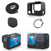 GoPro Hero 13 Black Protective Accessories Bundle - Silicone Case, 9H Tempered Glass Screen & Lens Protectors, Lens Cap, Adjustable Lanyard, Full Protection Kit for Action Camera