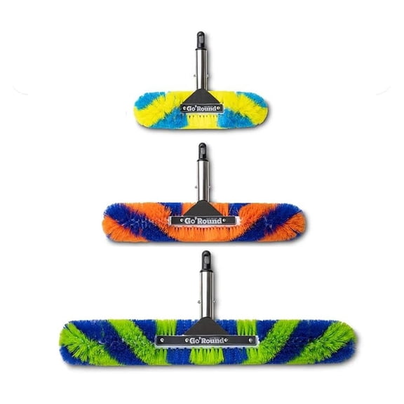 GoRound 360 Pool Brush, 360 Degree Bristles, 3 Pack with 12 Inch, 18 Inch, and 24 Inch Brushes (3 Pack)