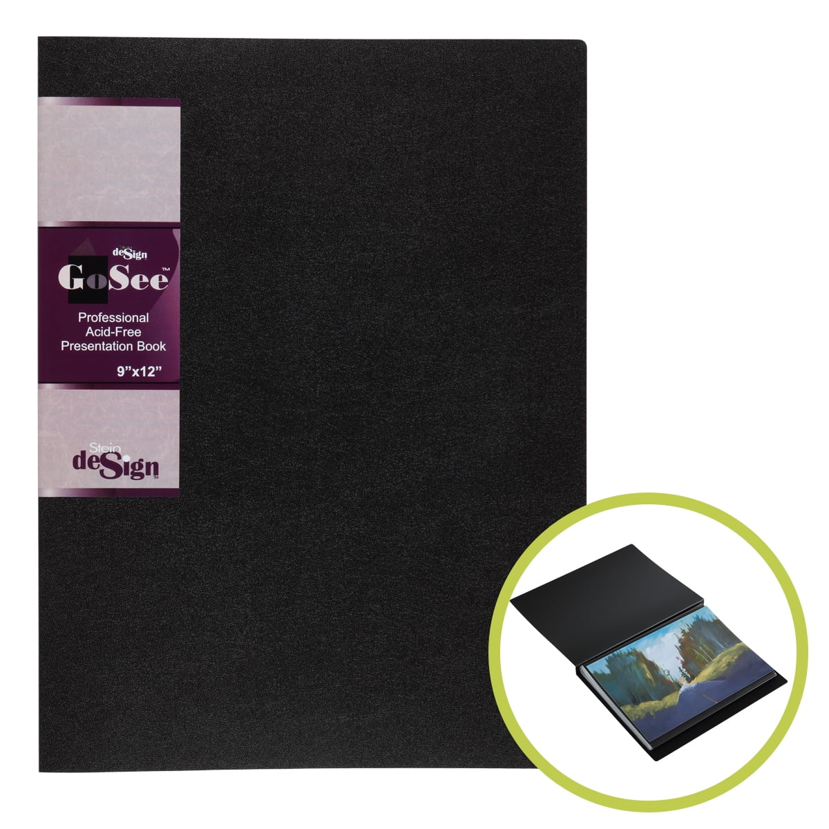 Cranbury Art Portfolio 9x12 Binder - (Black), 9 x 12 Binder with 24 Clear Sleeves, Displays 48 Pages, Customizable Cover, A4 Binder for Kids Art
