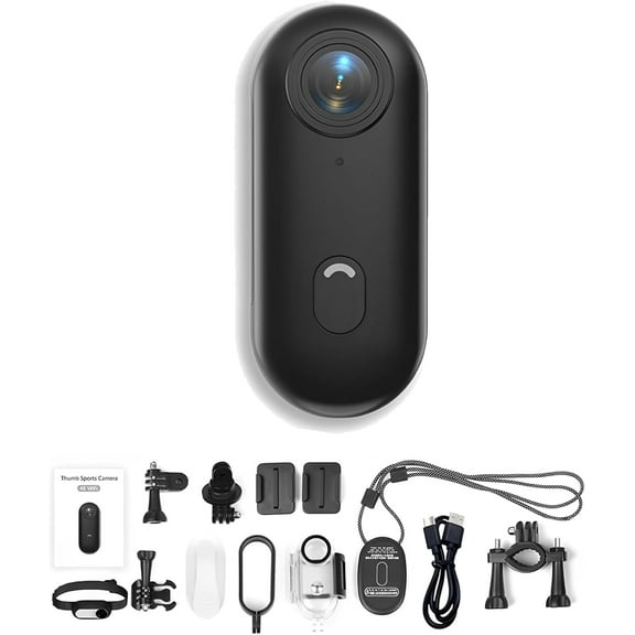 GoSnap - 4K Thumb Action Camera, Gosnap Camera, Go Snap Body Cam, Thumb Cameras, HD 1080P/4K Pocket Action Cam, Wearable Necklace with 360° RotationSpring Clip, Mount Anywhere (Black*1080)