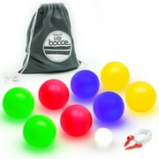 GoSports 100mm LED Bocce Ball Game Set - Includes 8 Light Up Bocce Balls, Pallino, Case and Measuring Rope