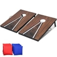thumbnail image 1 of GoSports 3 x 2 ft Cornhole Board Set - Portable Outdoor Toss Game for Adults & Family - Includes Set of 8 Bean Bags with Built-in Storage - Dark Rustic, 1 of 1