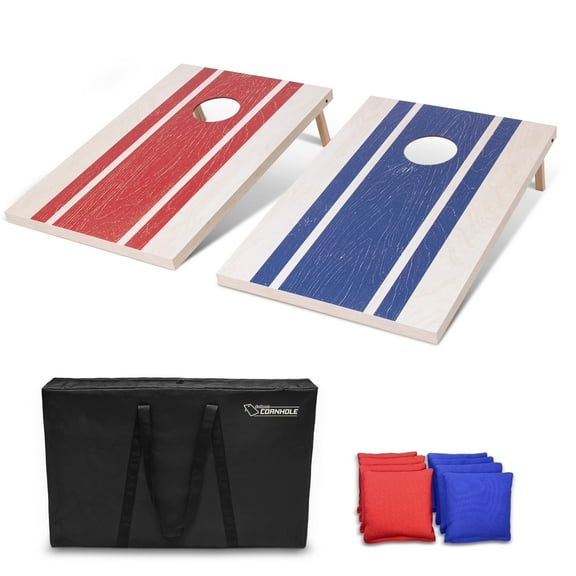 GoSports 3 x 2 ft Wood Design Cornhole Game Set - Includes Two 3 x 2 ft Boards, 8 Bean Bags, and Carry Case