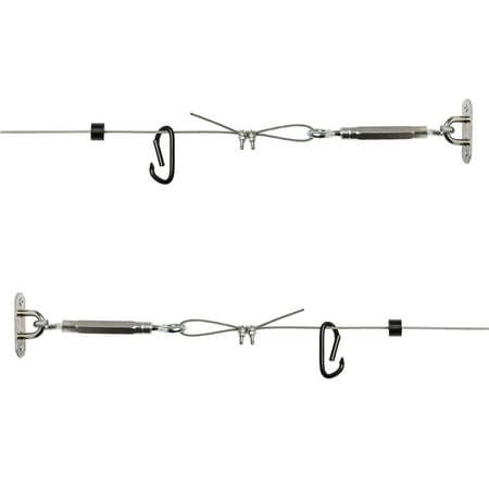 GoSports 30 ft Span Adjustable Wire Hanging Kit - Stainless Steel Cable System for Indoor & Outdoor Use - Hang Sports Nets, String Lights and More