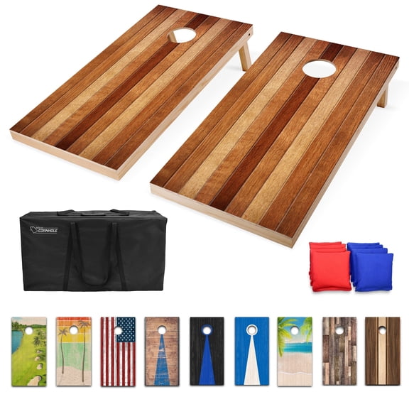 GoSports 4'x2' Regulation Size Premium Wood Cornhole Set - Backyard Lawn Game - Red Oak