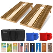 GoSports 4x2 Regulation Size Premium Wood Cornhole Set - Backyard Lawn Toss Game Set - Walnut