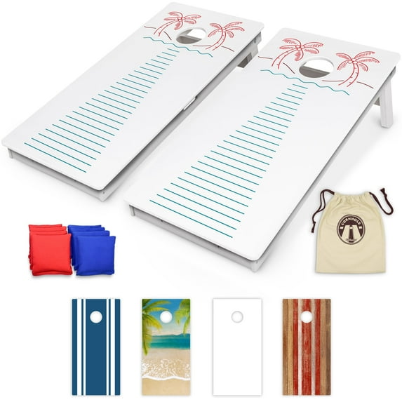 GoSports 4 x 2 ft Resort Collection All Weather Cornhole Board Set - Regulation Size - Palms