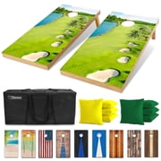 GoSports 4'x2' Regulation Size Premium Wood Cornhole Set - Golf Themed Design