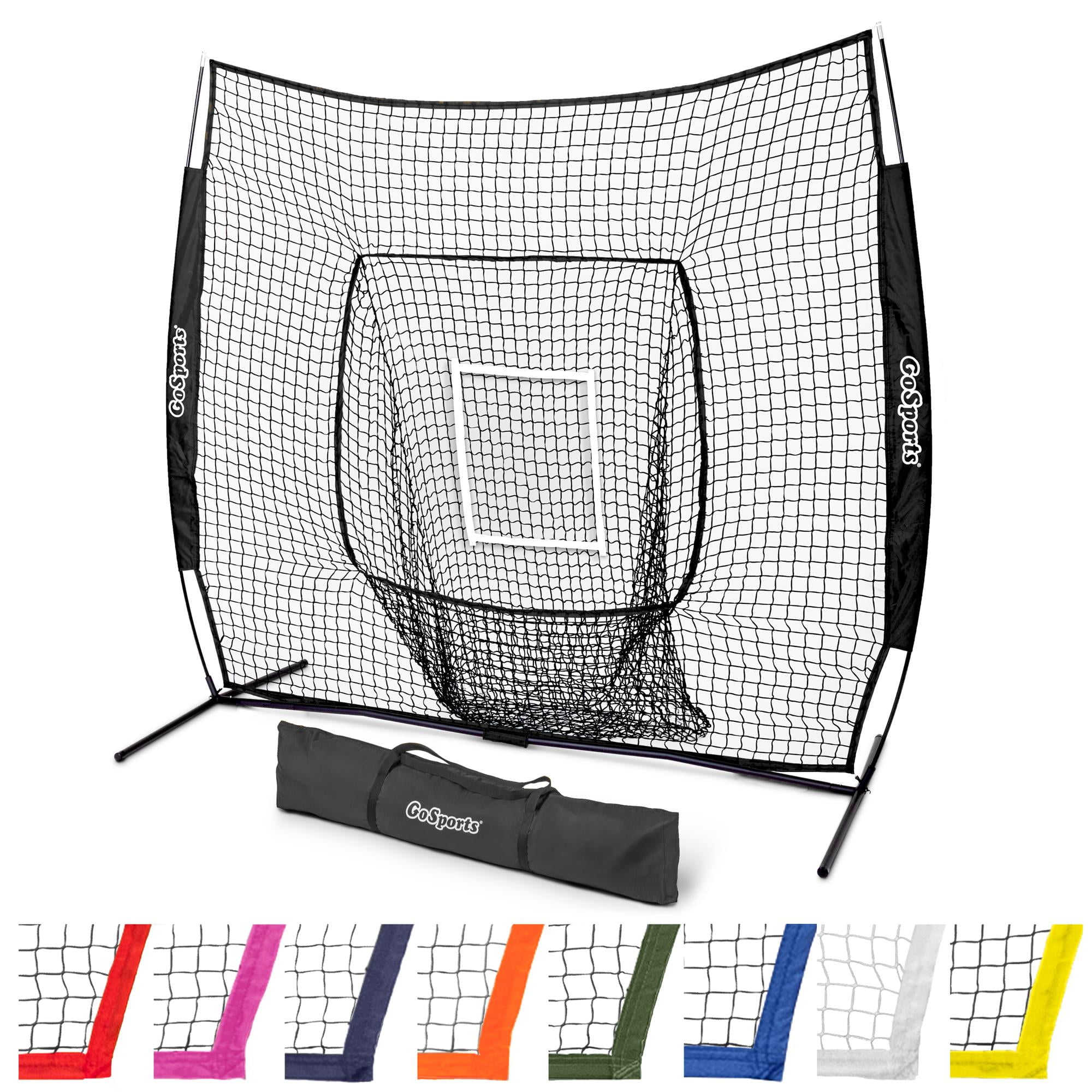 GoSports 7 ft x 7 ft Baseball & Softball Practice Training Hitting & Pitching Net - Black