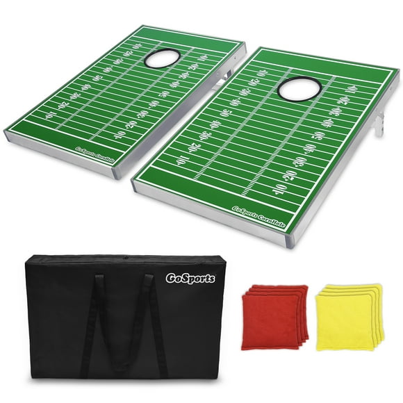 GoSports Aluminum Frame Cornhole Bean Bag Toss Game Set - Football Edition