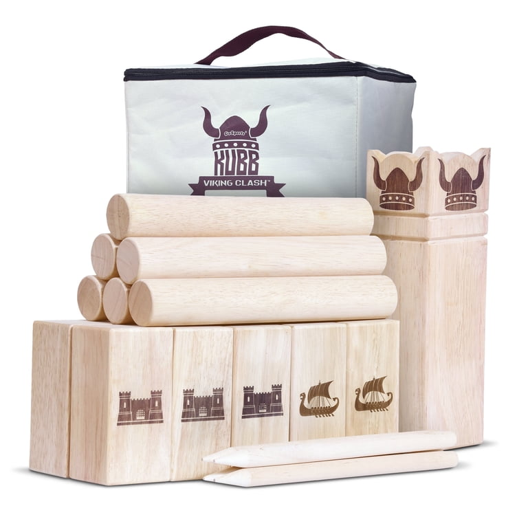 GoSports Backyard Size Premium Wood Kubb Viking Clash Toss Game