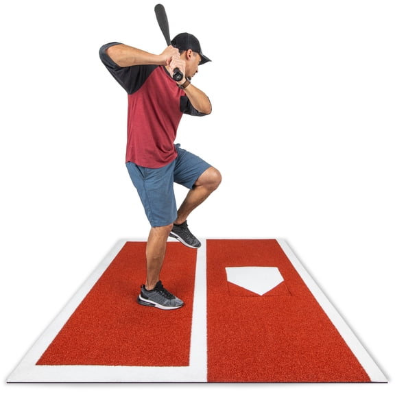 GoSports Baseball / Softball Turf Batting Mat - 6 ft x 5.5 ft Switch Hitting Design with Reversible Home Plate