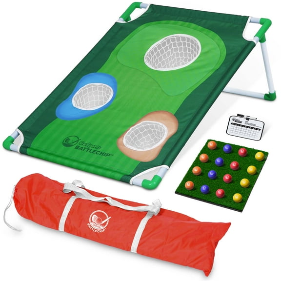 GoSports BattleChip Backyard Golf Cornhole Game - Includes Chipping Target, 16 Foam Balls, Hitting Mat and Carrying Case