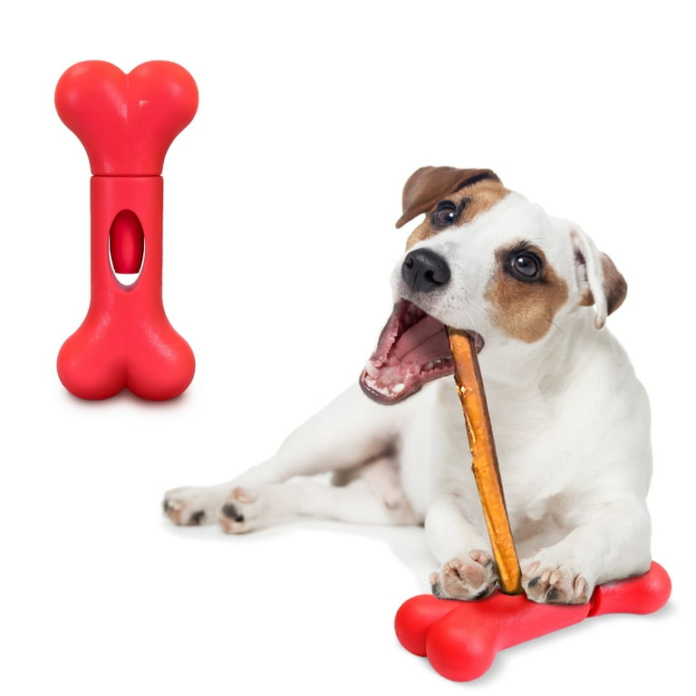 Carrot Shaped Bully Stick Holder For Dogs - Heavy Duty Chew Toy For Medium/Large Breeds, Prevents Choking, Includes Licking Grooves