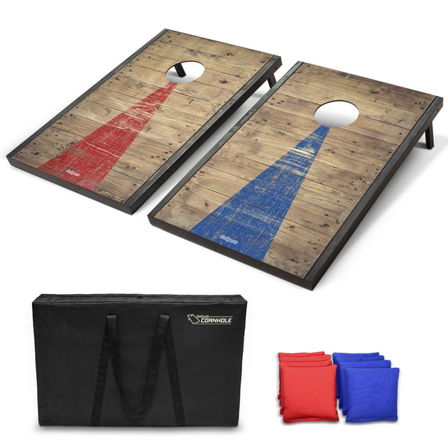GoSports Classic Cornhole Beanbag Toss Game Set with Rustic Wood Decals
