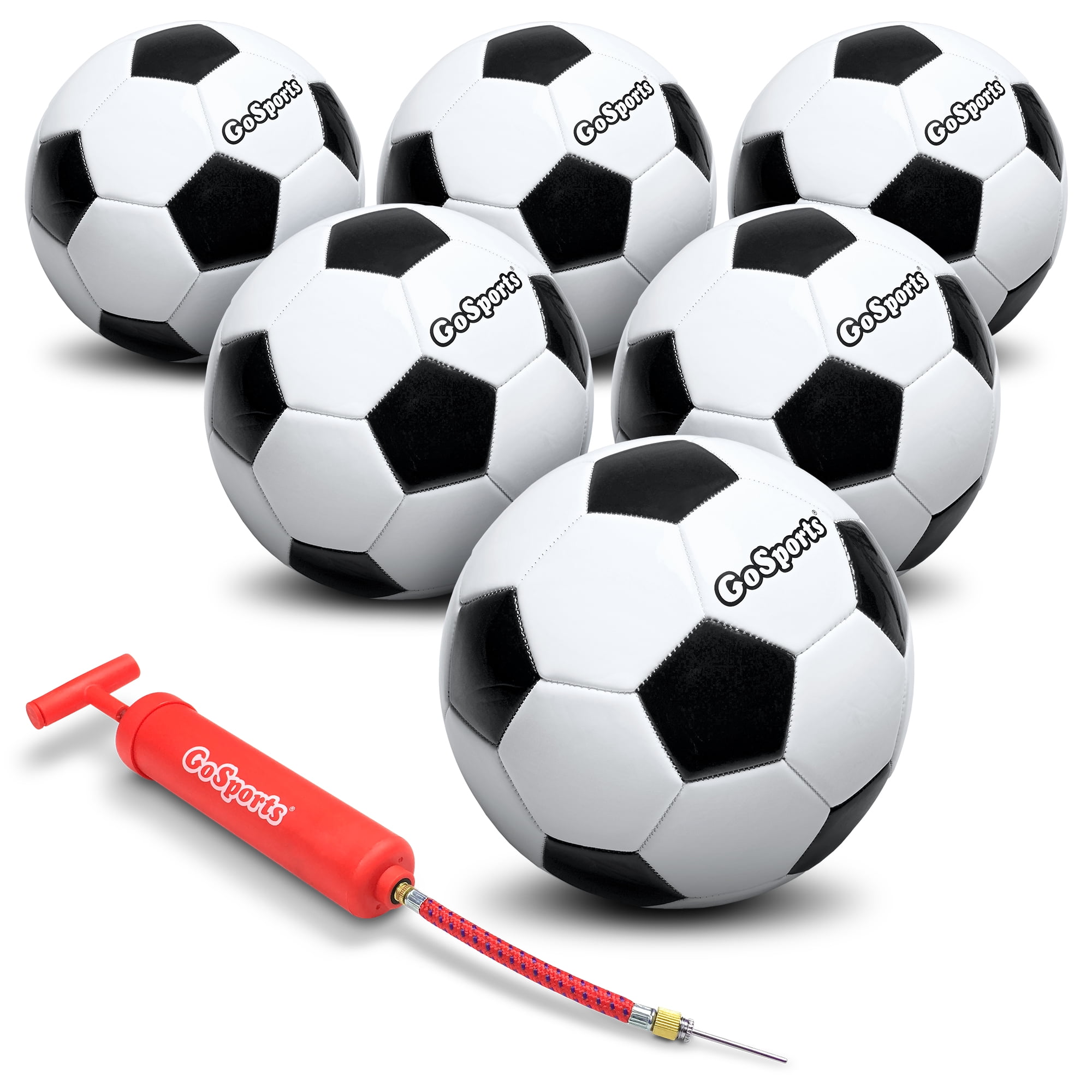 GoSports Classic Soccer Ball 6 Pack - Size 4 - with Premium Pump and Carrying Bag