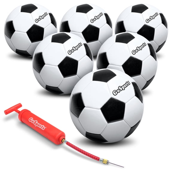 GoSports Classic Soccer Ball 6 Pack - Size 4 - with Premium Pump and Carrying Bag