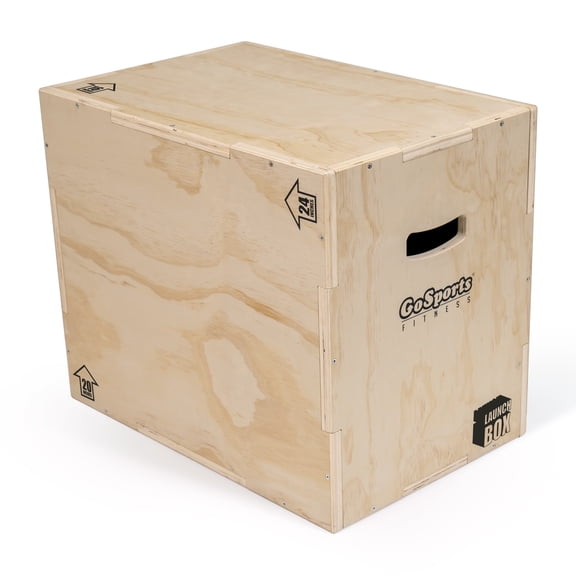 GoSports Fitness Launch Box 3-in-1 Adjustable Height Wood Plyo Jump Box for Exercises of All Skill Levels