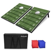 GoSports 3 x 2 ft Football Design Cornhole Game Set - Includes Two 3 x 2 ft Boards, 8 Bean Bags, and Carry Case