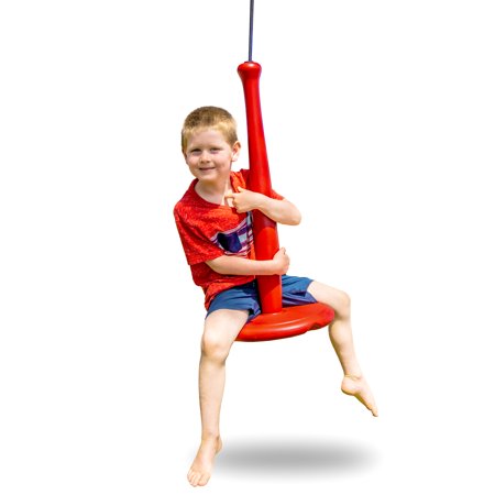 GoSports Free Flight Modern Tree Swing with Rope and Carabiner - All-Weather Outdoor Kids Swing, Red