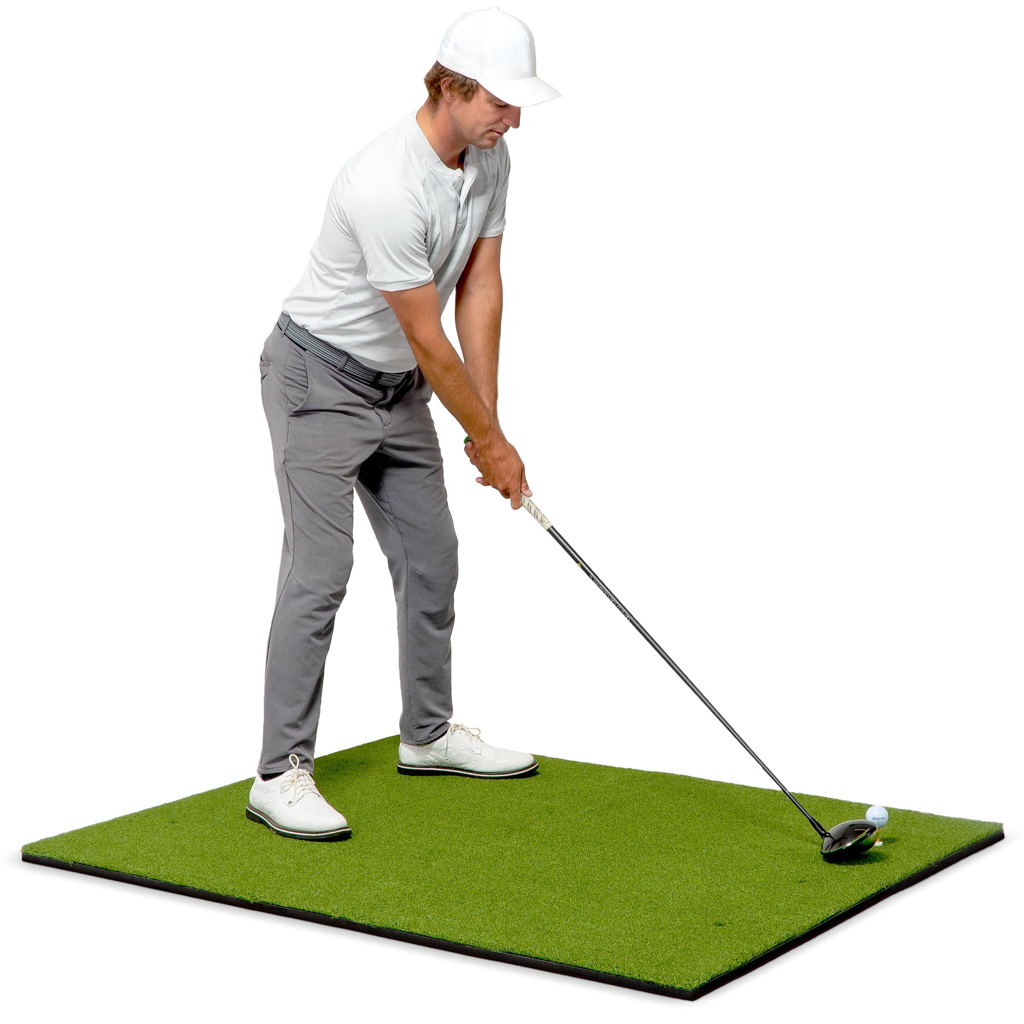 Green Artificial Turf Golf Hitting Mat with Rubber Tees