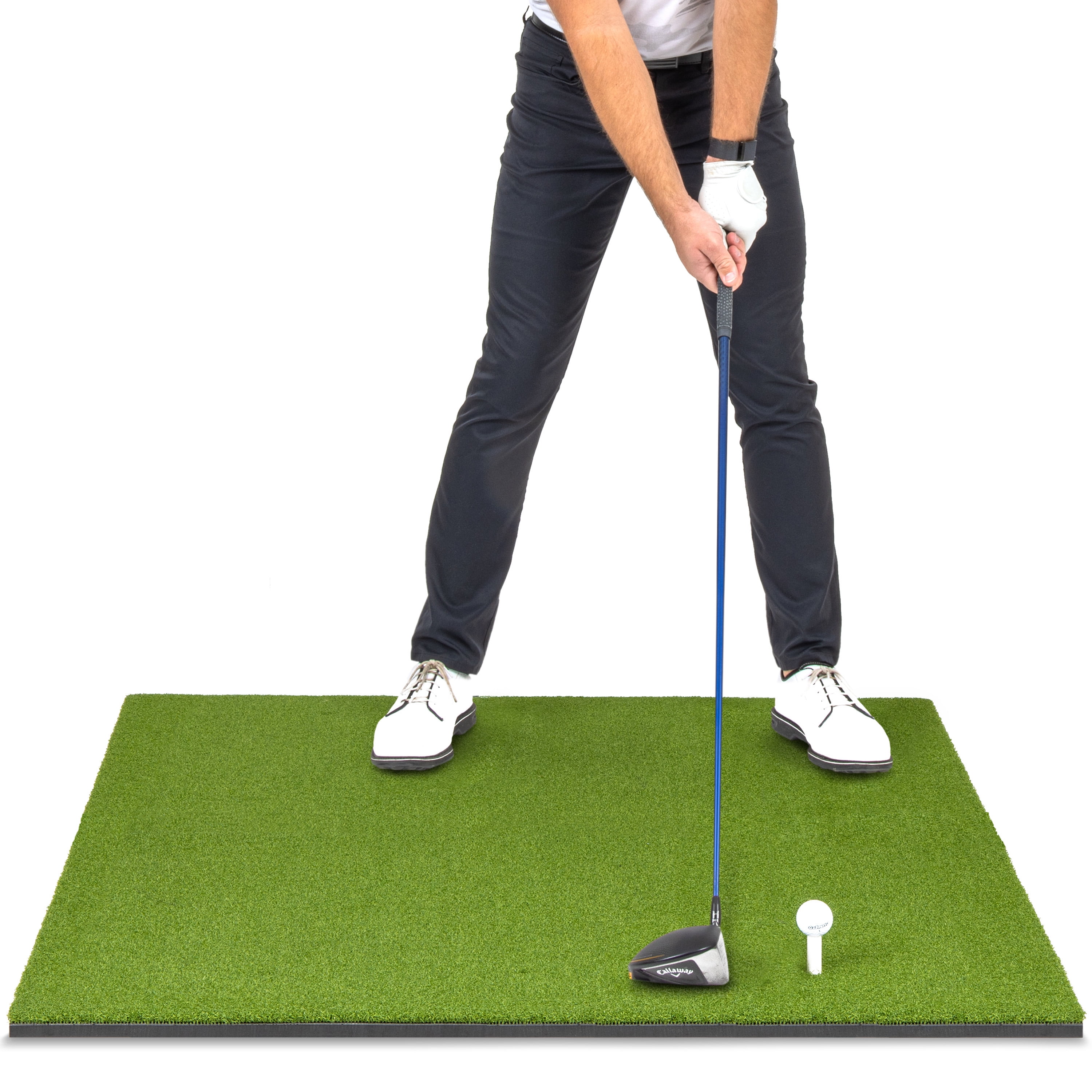 Green Artificial Turf Golf Hitting Mat with Rubber Tees
