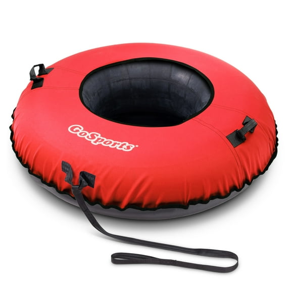 GoSports Hard Bottom Snow Tube with Premium Canvas Cover - 40" Commercial Grade Sled - Red