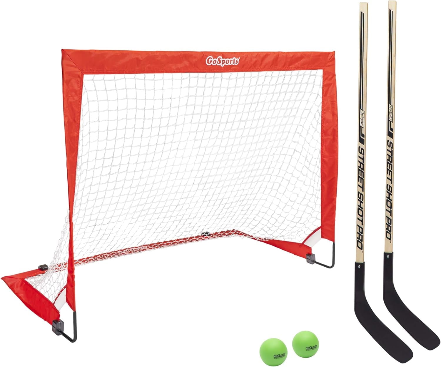 GoSports Hockey Street Set - Outdoor Indoor Game Set-4 x 2.5 ft Goal