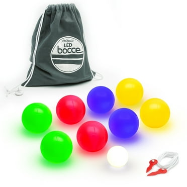 GoSports LED Light Up Balls Bocce Set, with Carry Case, 85mm, 8 Count