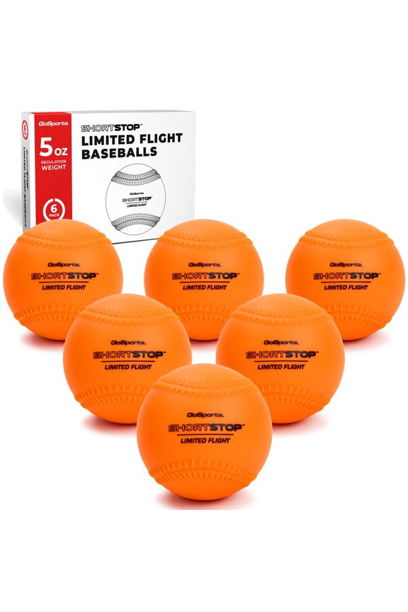 Limited Flight Practice Baseballs - Official Weight Soft Baseballs for Kids & Adults, Set of 6 ShortStop Balls