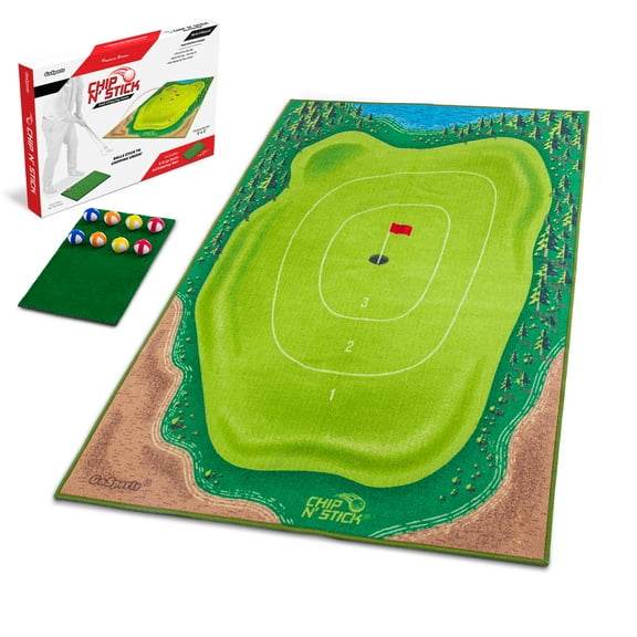 GoSports Mid-Size Chip N' Stick Golf Game - Includes 1 Game Mat, 8 Grip Golf Balls, and Chipping Mat