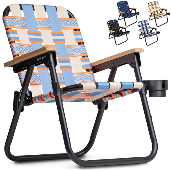 GoSports Outdoors WOVN Beach Backpack Chair - Premium Folding Camping Chair - 9 Styles Available - BAJA