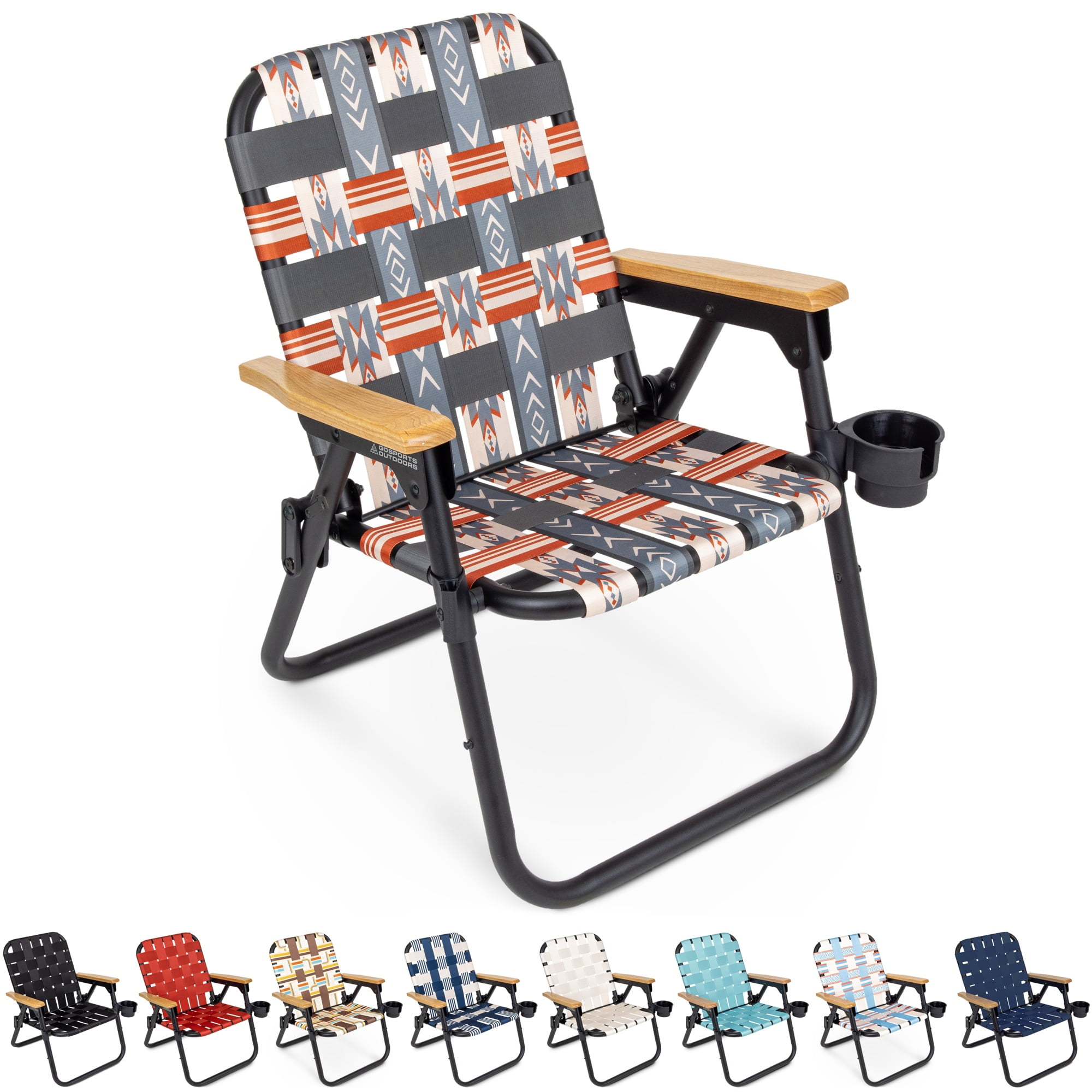 Mesa Pattern Aluminum Folding Beach and Camping Chair with Cup Holder